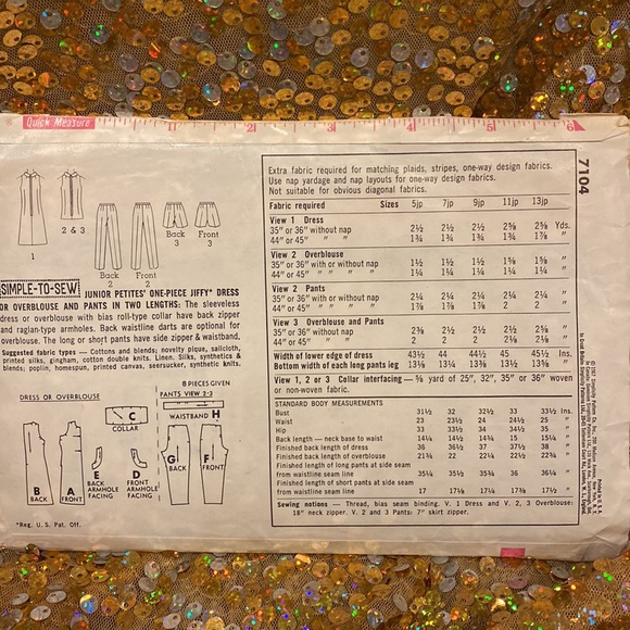 1967 Vintage Simplicity Jiffy Wardrobe Pattern #7104 - Picture 5 of 9